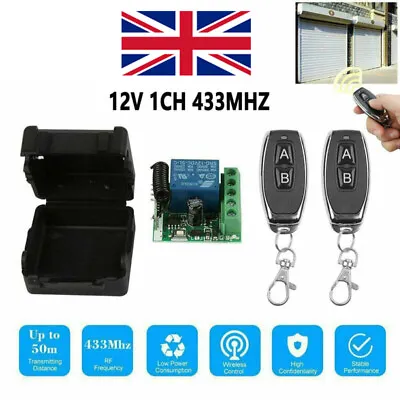 433 MHz 12V Wireless Remote Control Transmitter 1CH Relay Receiver Switch Module • £7.37