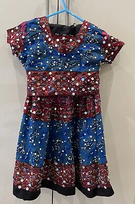 Asian Girls Blue/Pink Garba Outfit Chaniya Choli Top&Skirt Size 4-6 Years • £12