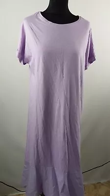 Cream & Rouge T-Shirt Maxi Dress Women's Medium Purple Short Sleeve Pullover • £6.99