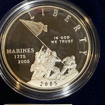 US Marine Corps 230th Anniversary Silver Dollar Proof  90% FS USMC Box&COA • $84.99