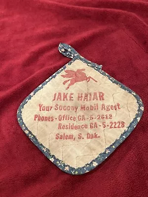 Vintage Pegasus Advertising Hot Pad Jake Haiar Socony Mobil Agent In Salem SD. • $24.95