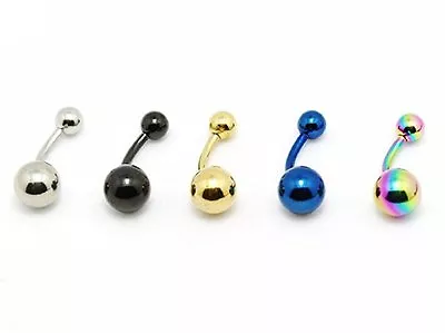 (1 Pc) Belly Ring Titanium Anodized Over Surgical Steel 14g 5/8mm Balls #106 • $3.99