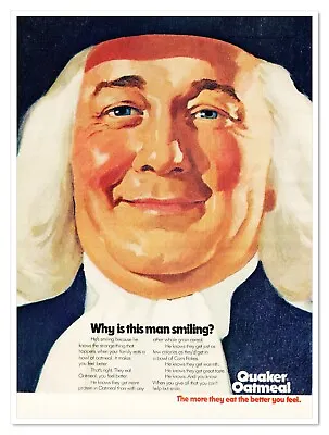 Quaker Oatmeal Why Is This Man Smiling Vintage 1972 Full-Page Magazine Ad • $9.70