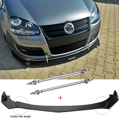 Car Front Bumper Lip Spoiler Splitter + Strut Rods For VW Golf Jetta MK5 MK6 MK7 • $65.01