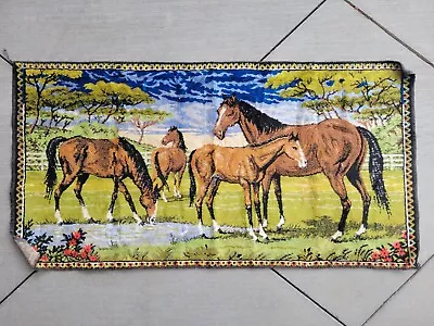 Vintage Horse Tapestry Velvet Wall Hanging 37 X 19  • $15