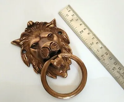 Large Heavy Lions Head Urn Door Knocker Handle Ring In Brass Antique Finish Gift • $33.20