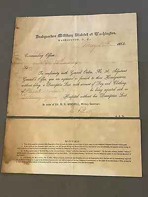 Civil War Pay Document 39th Massachusetts Colonel Moses N. Wisewell Hospital • $49.99