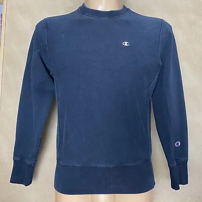 Champion Vintage Embroidered Logo Sweatshirt Black / Dark Grey Mens Size Medium • £4