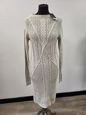 Next Dress BNWT Petite Jumper Cable Midi Long Natural Cream Knit T2750 R5651 • £12.99