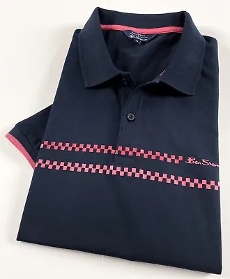 £19.99 • Buy Ben Sherman Jersey Polo Shirt Men's Regular Fit Midnight Blue Print 0062875T