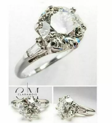 3Ct Excellent Round Cut White Moissanite Engagement Ring Solid 14K White Gold • $237.36