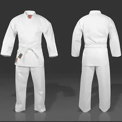 KO Adult Karate Suit Polycotton White 8.5oz Student Gi Uniform +Free White • £12.99