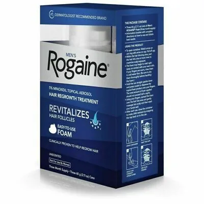 Men's ROGAINE 5% Minoxidil Foam Hair Regrowth Treatment - 3 Month - EXP 22/01 • $34.97