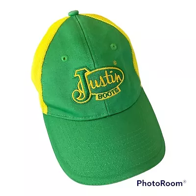 Justin Boots Yellow Strap Back Mesh Truckers Hat • $14.90