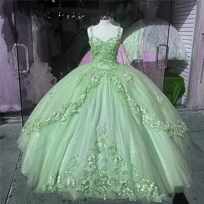 Pink Princess Quinceanera Dresses Lace Appliques Sweet 15 Party Prom Ball Gowns • £163.81