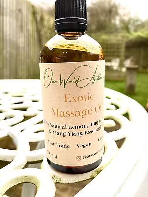 Exotic Aromatherapy Massage Oil Containing Lemon Juniper Ginger & Ylang Ylang • £12.99