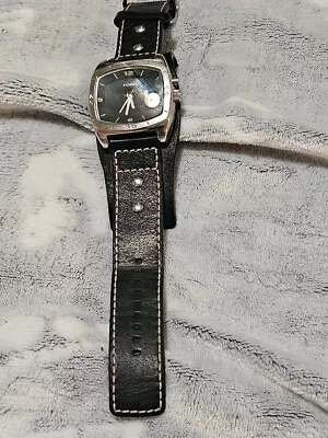Fossil Men's Watch Watch Big Tic Leather Black Am3696 • $39.90