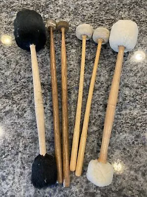 Vintage WFL LUDWIG & JENCO BASS DRUM Mallets Sticks MARCHING ORCHESTRA *LOOK* • $19.99