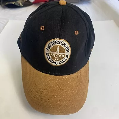 Patterson Drilling Company Baseball Cap Hat Lid Black Tan Suede Strapback UTI • $14.39