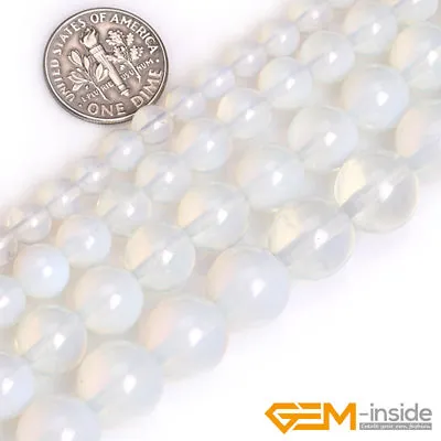White Opalite Gemstone Round Loose Spacer Beads For Jewelry Making Strand 15  YB • $2.72