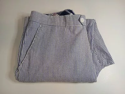 Alan Flusser Mens Pant 36x30 Seersucker Blue & White Striped • $19.99