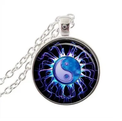 Blue Yin Ying Yang Sign Symbol Necklace Pendant + Free Gift Bag • £5.99