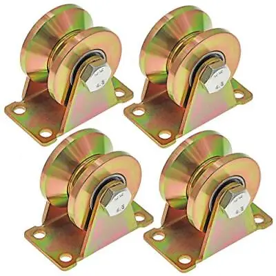 Skelang 4 Pcs 50mm V-Groove Wheel Sliding Gate Track Roller With Bracket Heav • £31.37