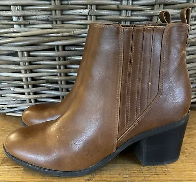 Miss KG Taurus Tan Brown Heeled Boots Size 6/39 With Elasticated Sides • £30