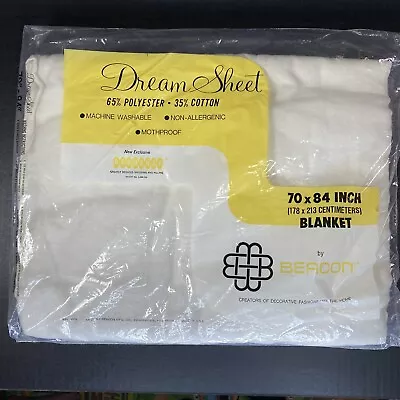 Vintage Beacon - Dream Sheet Blanket 70”x84” White Made In USA *New Old Stock* • $21.99