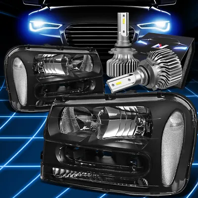 Fit 2002-2009 Chevy Trailblazer Headlight Lamps W/LED Hid Kit Slim Style Black • $157.32