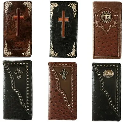 Cross  Cross Praying Cowboy Men Western Wallets Bifold Check Book Style • $12.99