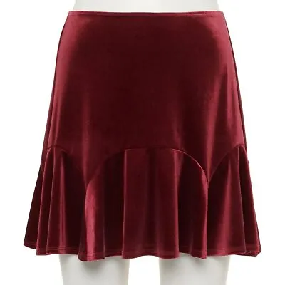 Trixxi Velvet Godet Skater Skirt BURGANDY Women's Jr Sz M NWT MSRP$34 • $15.84