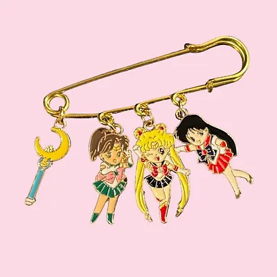 Kawaii Sailor Moon Mercury Crystal Jupiter  Mars Charm Safety Pin Christmas Gift • £4.88