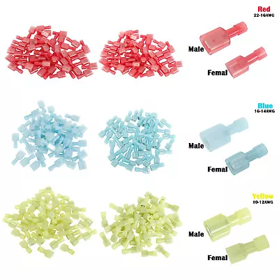 10-22 Gauge Male Female Insulated Wire Terminal Spade Crimp Connectors Set • $7.95