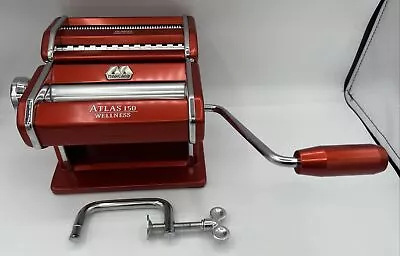 Marcato Atlas 150 Wellness Pasta Maker Hand Crank Machine Red Stainless Steel • $79.95