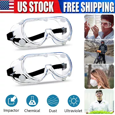 Safety Goggles Over Glasses Lab Work Eye Protective Eyewear Clear Lens (2 Pack) • $6.99