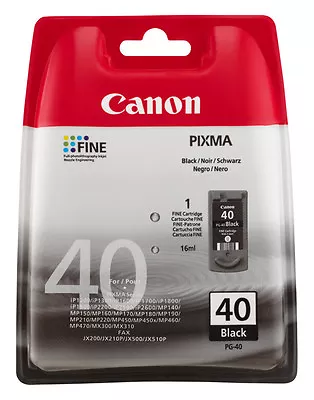Original Canon PG40 Ink Cartridges Pixma IP1200 IP1300 IP1600 IP1700 IP1800 • £29.01
