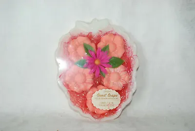 Vintage Delagar Guest Pink Flower Soap Cakes Milk Glass Grapes Bowl Tray Dish • $10
