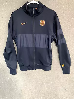 Nike FCB Barcelona Jacket Men Size Small Blue Polyester Warm Up Soccer Futbol • $15