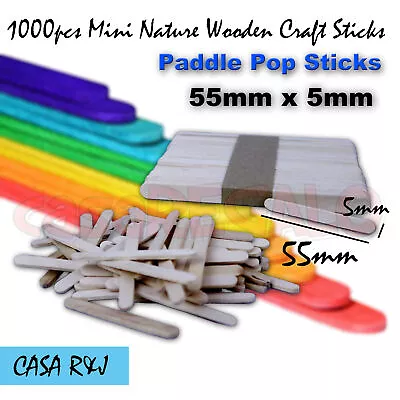 1000pcs Mini Natural Wooden Craft Sticks Paddle Pop Sticks Ice Cream 55mm X 5mm • $17.55