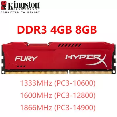 HyperX FURY DDR3 4GB 8GB 16GB 32G 1333 1600 1866 240pin Desktop RAM Memory DIMM • £21.66