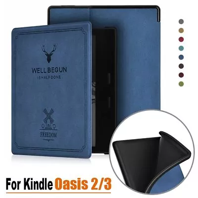 Smart Cover For Amazon Kindle Oasis 2/3 PU Leather Magnetic Auto Sleep/Wake • $17.07