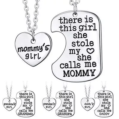 Mother Daughter Stole My Heart Calls Me Mommy Mom Grandma Dad Necklace Jewelry • $14.99