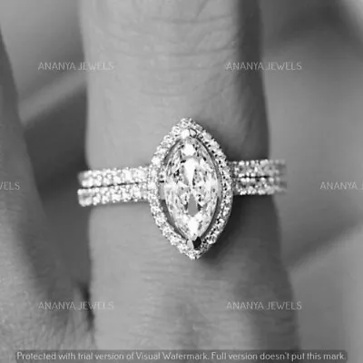 2 CT Marquise Cut Moissanite Bridal Set Engagement Ring Real 925 Sterling Silver • $152.50