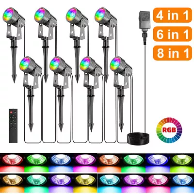 LED Garden Spike Lights Outdoor Spotlights 12/18/24W Mains Landscape Lamp Remote • £41.09