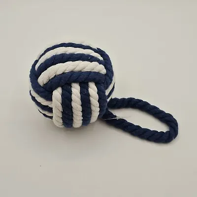 Monkey Fist Knot Ball Nautical Blue/White Decor Door Bumper Stop Cotton Rope  • $16.79
