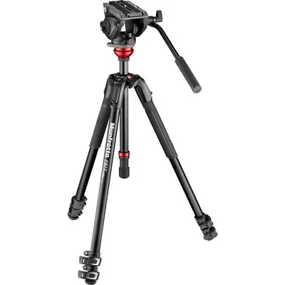 Manfrotto 500 Fluid Video Head With 190X Video Aluminum Tripod & Leveling Column • $399.95