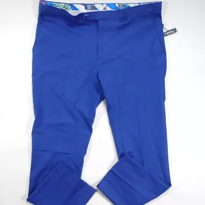 Paisley & Gray Mens Slim Fit Linen Blend Pants Size 38 X 32 Blue Flat Front • $29.95