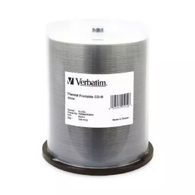 Verbatim CD-R 700MB/80min/52X - 100 Pack Spindle White Thermal Printable • $38.72