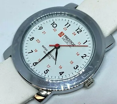 Unused Vintage Prestige Medical Unisex Silver Leather Quartz Watch Hour~New Batt • $20.99